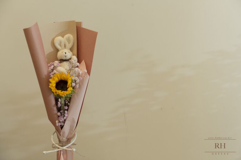 小兔向日葵花束 棣美花店，竹北花店